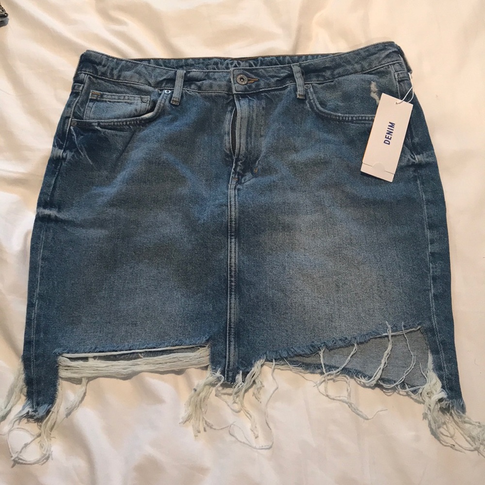 Distressed Denim Skirt